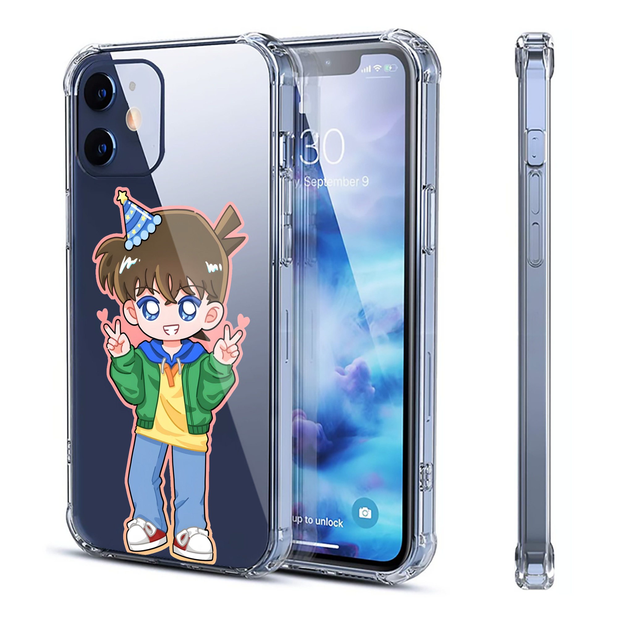 （画像用） 名探偵コナン 江戸川 コナン Detective Conan Conan Edogawa 【iPhone 12シリーズ対応】透明スマホケース（クリアソフトケース）